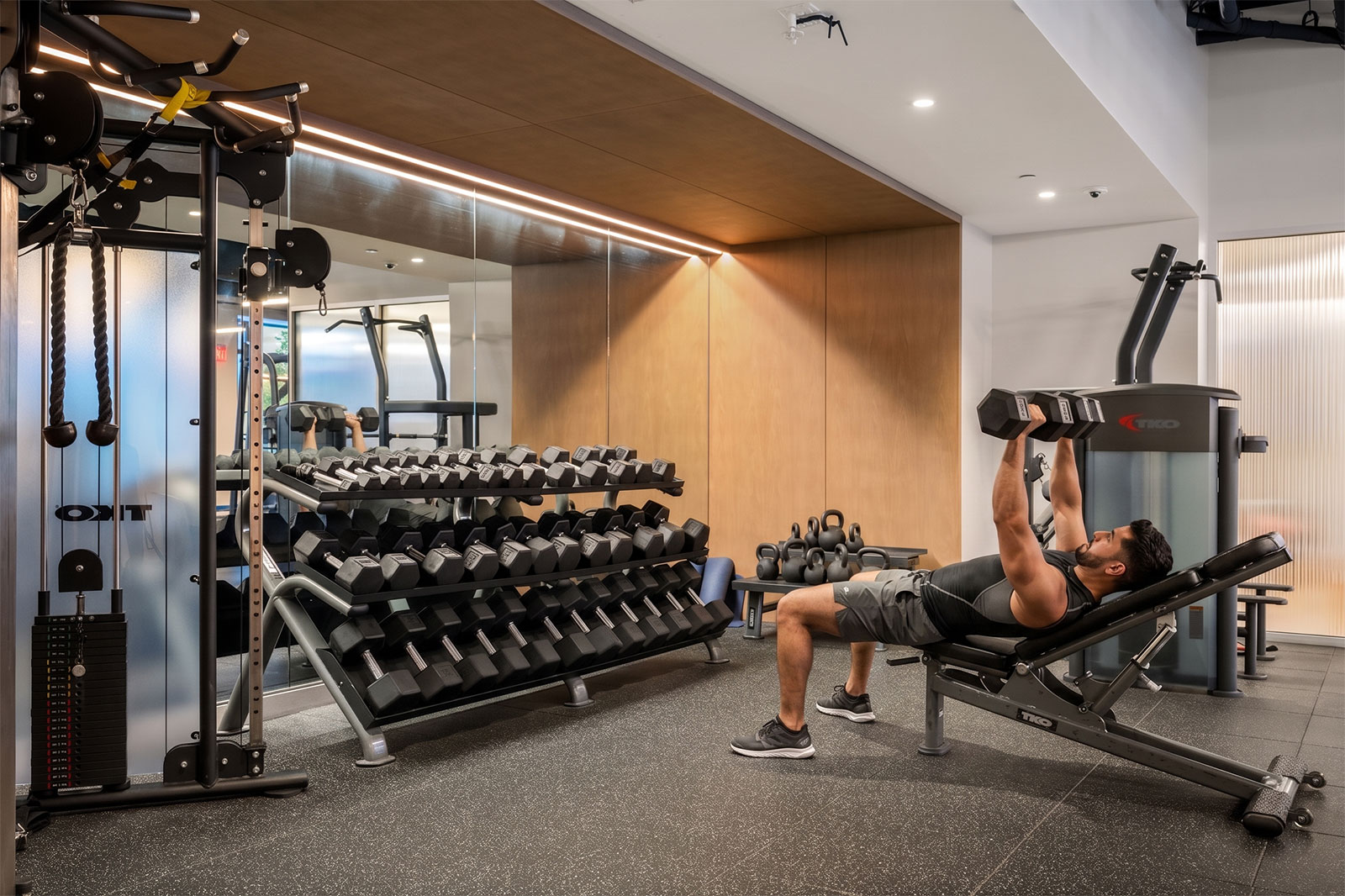 Fitness center at One Park Point apartments near Park Slope Brooklyn