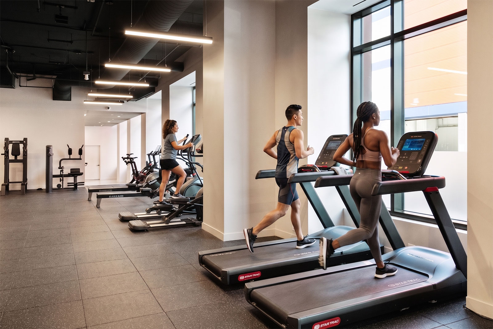 Fitness center at One Park Point apartments near Park Slope Brooklyn